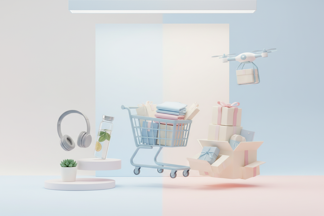 imagen de comercio electronico colores claros  y sin textos